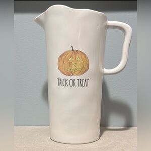 RAE DUNN Halloween Trick or Treat Pumpkin Jack O Lantern Melamine Pitcher D